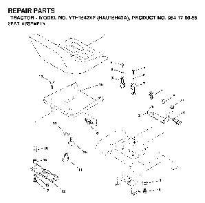 Seat Diagram and Parts List for YTH1542XP (HAU15H42A, 954170055)(2003-01) Husqvarna Lawn Tractor