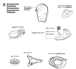 Accessories Diagram and Parts List for 343R 20064000001-20103600000 Husqvarna Brush Cutter