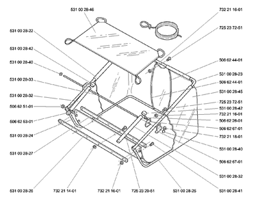 Bagger Diagram and Parts List for HS1100 1997-04 Husqvarna Lawn Tractor Accessories
