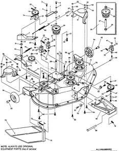 Mower Deck (A) Diagram and Parts List for 4140H 1991-01 Husqvarna Lawn Mower