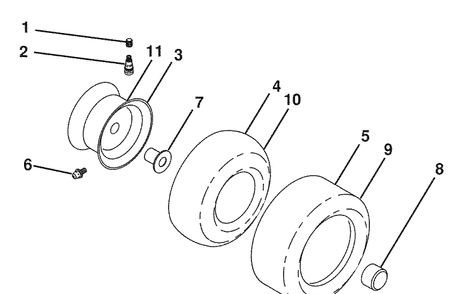 Wheels And Tires Diagram and Parts List for GTH2648 (96043003001)(2008-01) Husqvarna Lawn Mower