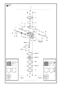 Carburetor Details Diagram and Parts List for K960 2007-07 Husqvarna Circular Saw