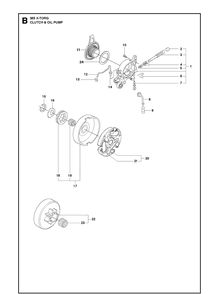 Clutch And Oil Pump 3 Diagram and Parts List for 365 X-TORQ Husqvarna Chainsaw
