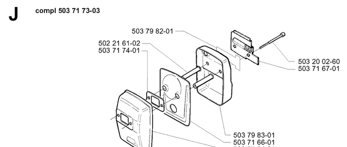 Muffler Diagram and Parts List for 225R 19962200001-19970500000 Husqvarna Brush Cutter