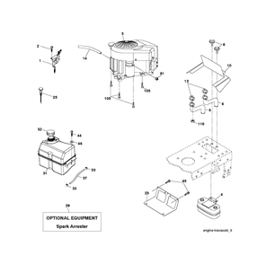Engine Diagram and Parts List for CTH150 (96061018100)(2007-04) Husqvarna Lawn Tractor