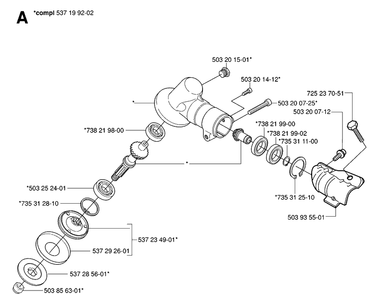 Bevel Gear Diagram and Parts List for 326RX 20061400001-20070100000 Husqvarna Brush Cutter