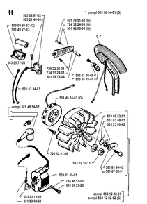 Electrical Diagram and Parts List for 262XP 19924400001-19942300000 Husqvarna Chainsaw