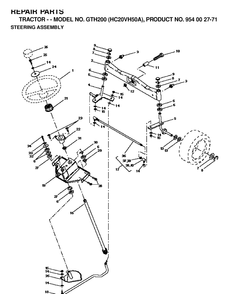 Steering Diagram and Parts List for GTH200 (HC20VH50A)(1996-04) Husqvarna Lawn Tractor