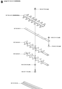 Cutting Equipment Diagram and Parts List for 324HDA55 (X-SERIES)(20053600001-Current) Husqvarna Hedge Trimmer