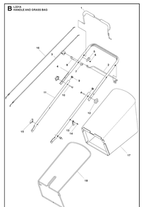 Handle Diagram and Parts List for L221A 96148006300 Husqvarna Lawn Mower