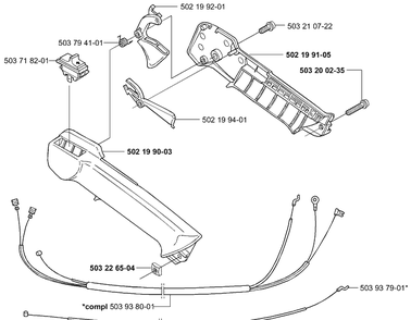Throttle Trigger Diagram and Parts List for 322R 2000-04 Husqvarna Brush Cutter