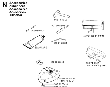 Accessories Diagram and Parts List for 240L 19984400001-20001400000 Husqvarna Edger