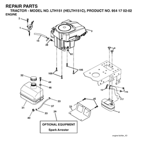 Engine Diagram and Parts List for LTH151 (954170202-C)(2004-09) Husqvarna Lawn Tractor