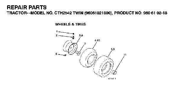 Wheels And Tires Diagram and Parts List for CTH2542TWIN (96061021800, 960610218)(2007-04) Husqvarna Lawn Tractor