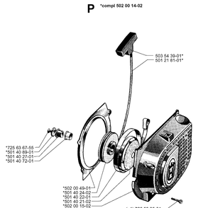 Starter Diagram and Parts List for 265RX 19954500001-19991000000 Husqvarna Brush Cutter