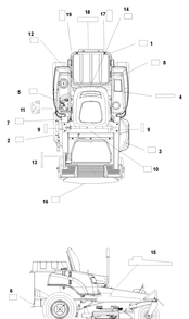 Decals Diagram and Parts List for CZ3815 (968999245)(2006-08) Husqvarna Lawn Mower