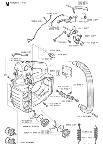 Fuel Tank And Handle Diagram and Parts List for 338XPT 20034400001-20051000000 Husqvarna Chainsaw