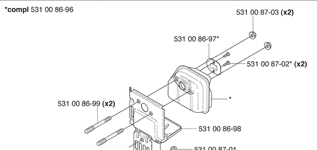 Muffler Diagram and Parts List for 324RX 2009-06 Husqvarna Brush Cutter