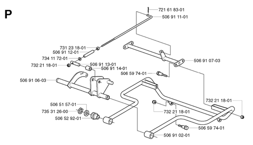 Frame Diagram and Parts List for R13 2003-01 Husqvarna Lawn Tractor