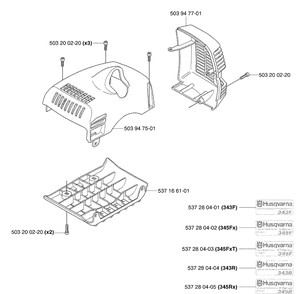 Covers Diagram and Parts List for 345RX 2003-05 Husqvarna Brush Cutter