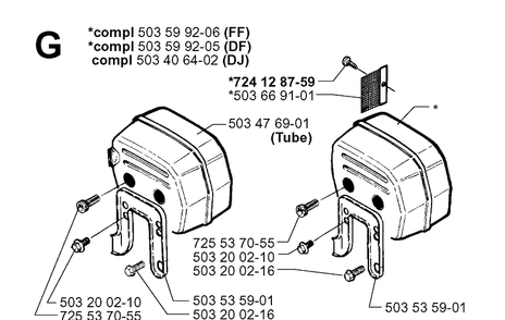 Muffler Diagram and Parts List for 272XP 19994500001-20070100000 Husqvarna Chainsaw