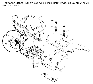 Seat Diagram and Parts List for GTH260TWIN (96041004500, 960410045)(2007-02) Husqvarna Lawn Tractor