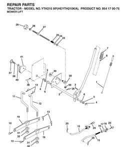 Mower Lift / Deck Lift Diagram and Parts List for YTH210XP (HEYTH210KA)(2003-01) Husqvarna Lawn Tractor