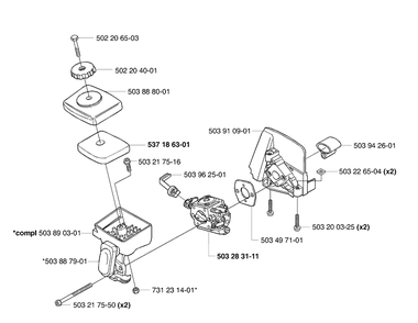Air Filter / Carburetor Diagram and Parts List for 323E 2006-04 Husqvarna Edger