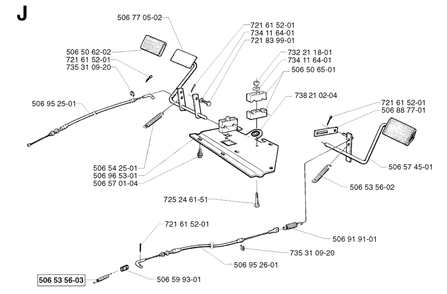 Pedals Diagram and Parts List for R11BIO 2002-02 Husqvarna Lawn Tractor