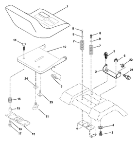 Seat Assembly Diagram and Parts List for LTH2042 (954571953-B)(2004-01) Husqvarna Lawn Tractor