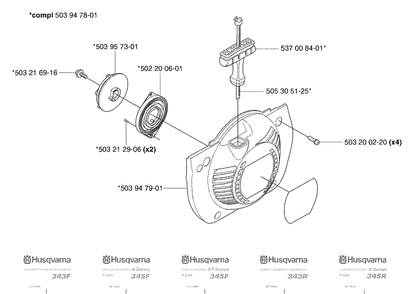 Starter Diagram and Parts List for 345RX 2003-05 Husqvarna Brush Cutter