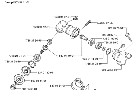 Gear Head Diagram and Parts List for 326L 2002-08 Husqvarna Brush Cutter