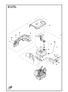Fuel Tank Diagram and Parts List for 598610401 2021-07 Husqvarna Engine