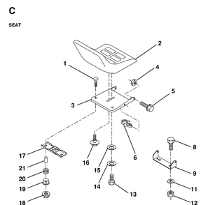 Seat Diagram and Parts List for LT125 1998-02 Husqvarna Lawn Tractor
