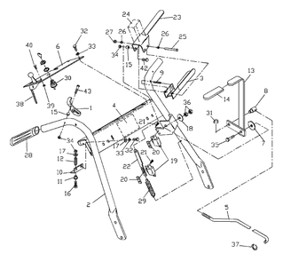 Handle Assembly Diagram and Parts List for WH3614A (968999105)(2001-02) Husqvarna Lawn Mower