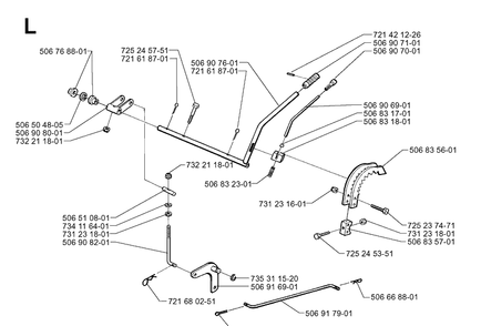 Controls Diagram and Parts List for RIDER970 1998-03 Husqvarna Lawn Mower