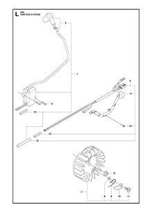 Ignition System Diagram and Parts List for 555 2011-03 Husqvarna Chainsaw