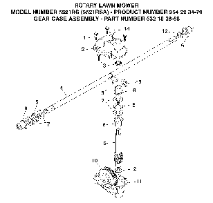 Gear Case Diagram and Parts List for 5521RSA (954223470, 532180868)(2003-09) Husqvarna Lawn Mower