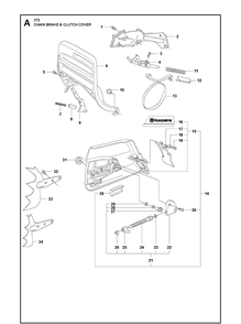 Chain Brake And Clutch Cover Diagram and Parts List for 372XP/ (XPG)(20111800001-Current) Husqvarna Chainsaw