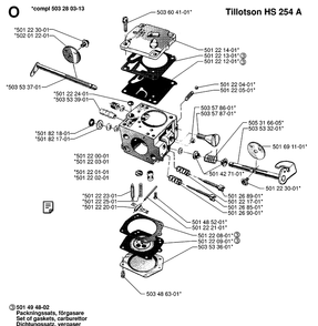 Carburetor Details Diagram and Parts List for 61 19970100001-19993100000 Husqvarna Chainsaw