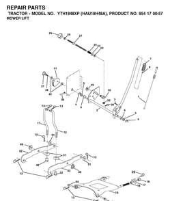 Mower Lift / Deck Lift Diagram and Parts List for YTH1848XP (HAU18H48A)(2003-01) Husqvarna Lawn Tractor