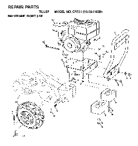 Mainframe, Right Side Diagram and Parts List for CRT81 (954001152B)(1995-12) Husqvarna Tiller