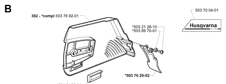 Clutch Cover Diagram and Parts List for 362XP 19994500001-20014000000 Husqvarna Chainsaw