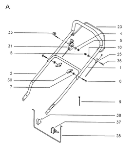 Handle And Controls Diagram and Parts List for MASTER46  Husqvarna Lawn Mower