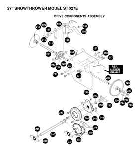 Drive Diagram and Parts List for ST927E 1997-01 Husqvarna Snow Blower