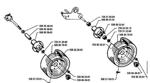 Wheel Assembly Diagram and Parts List for R1000 1995-03 Husqvarna Lawn Tractor