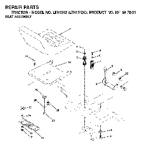Seat Diagram and Parts List for LTH1342 (LTH1342C, 954567031)(2001-11) Husqvarna Lawn Tractor