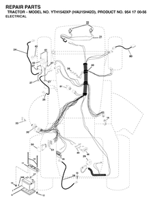 Electrical Diagram and Parts List for YTH1542XP (954170056-D)(2003-01) Husqvarna Lawn Tractor