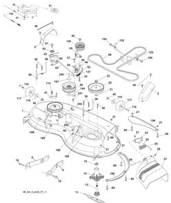 Mower Deck Diagram and Parts List for YTH21K46 (96043008500)(2009-08) Husqvarna Lawn Mower