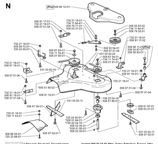 85cm Cutting Deck Diagram and Parts List for RIDER850HST 1998-03 Husqvarna Lawn Mower